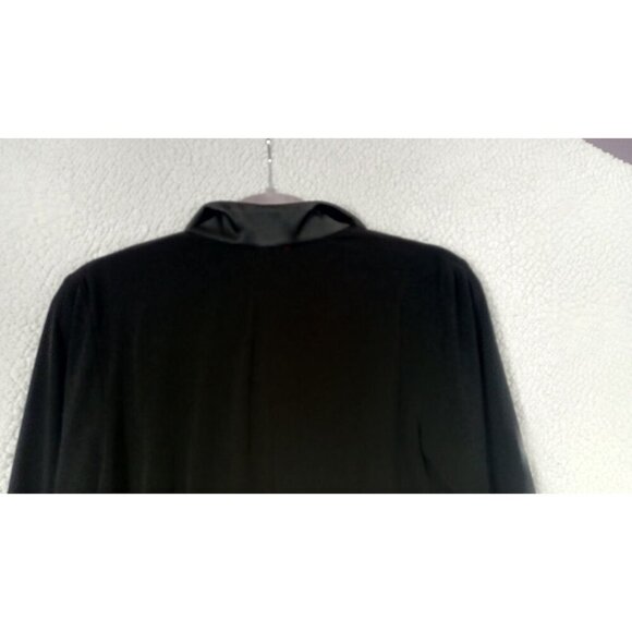 JS Collections Womens Black Blouse Chic Satin Cuffs And Collar Zip Back Size 16 - Picture 11 of 13